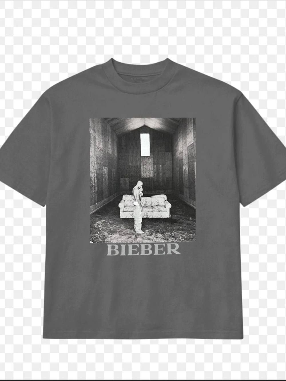 SKYLRK Bieber Graphic Tee in Charcoal Gray